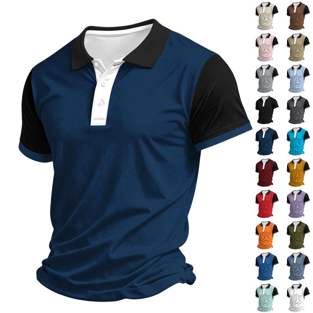 Maglietta Polo Casual da Uomo a Manica Corta con Collo T-shirt Tessuto Leggero Traspirante Morbido Top Estivo