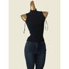 Foreign Trade Original Order Half Turtleneck Thread Knitted Vest Pure Color Silm High Stretch Yarn Sleeveless Summer Outwear Vest