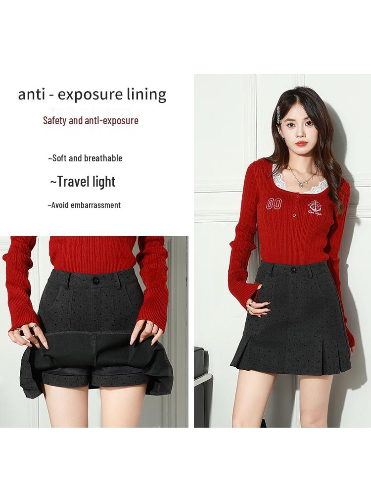 Retro Polka Dot High-Waisted Pleated Skirt - Anti-Exposure, Slimming, Leg-Lengthening 2025 Edition