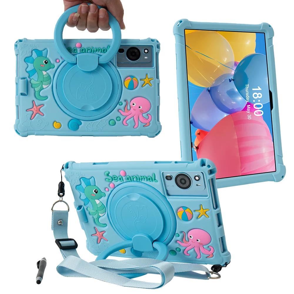 Housse de Tablette Dessin Animé Pour Teclast M50 Mini 8.7 T50HD T50 HD 11 M40 SE Plus P20 HD P30 M40Plus Étui Coque Silicone à Support Rotatif pour Enfants Teclast P20