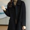 Podzimní a zimní korejská verze vlněného kabátu Vlněný kabát britského stylu Vlněný kabát střední délky s prsy Dámská