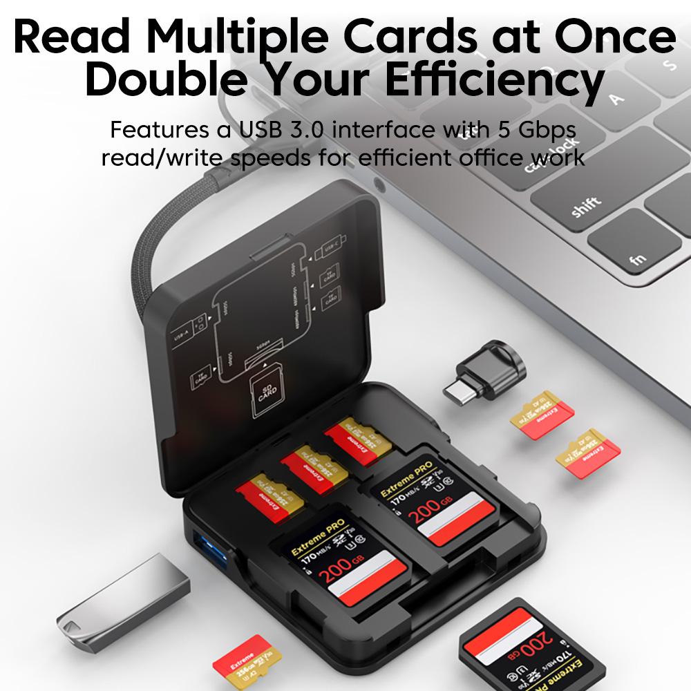 Xiaomi 5 Slot Portable USB/Type-C3.0 Memory Card Case high-speed Micro SD TF Card Holder Storage Box for SD/TF Card
