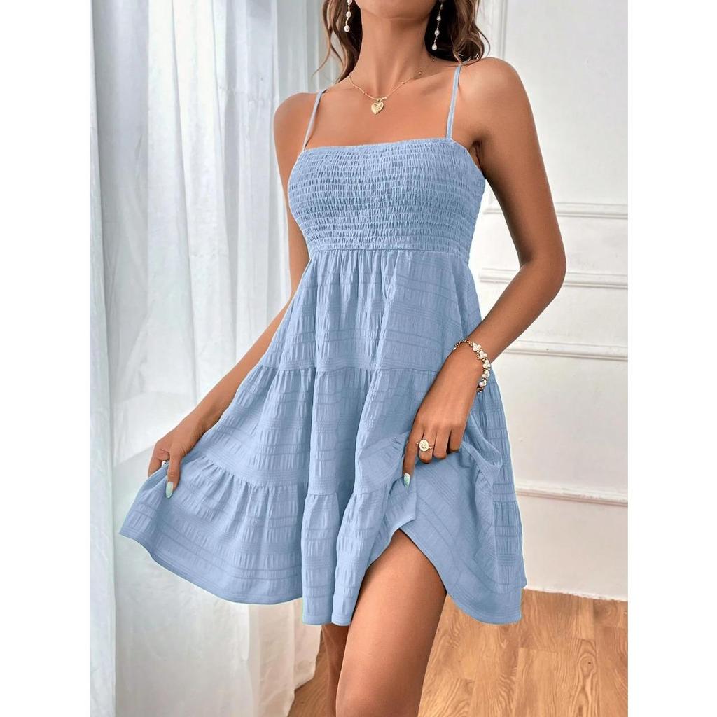 Women's Clothing, Summer New Styles, One Cut Collar, Slim Camisole, Solid Color, Versatile, Dress