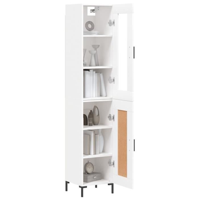 VidaXL Buffet haut Blanc brillant 34,5x34x180 cm Bois d'ingénierie 3198763
