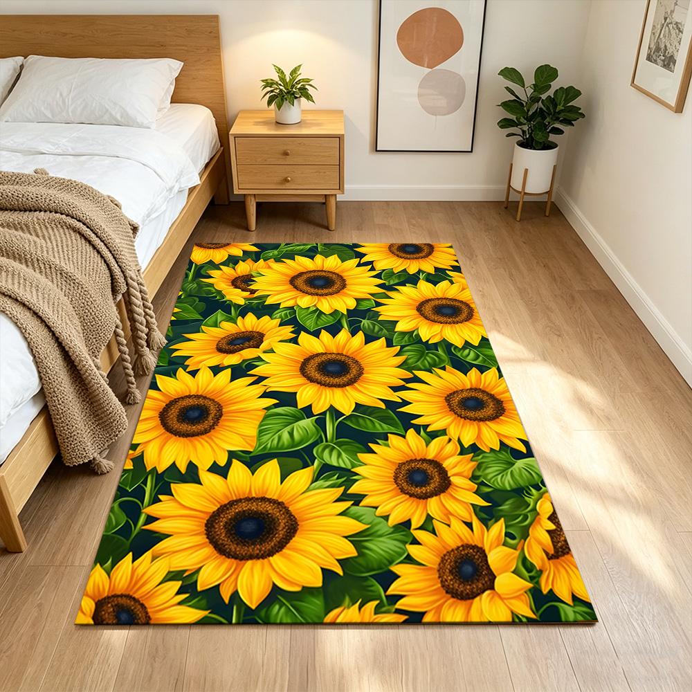 Sunflower Field Pattern Non-Slip Home Carpet Design for Office Decor Living Room Bedroom Gift