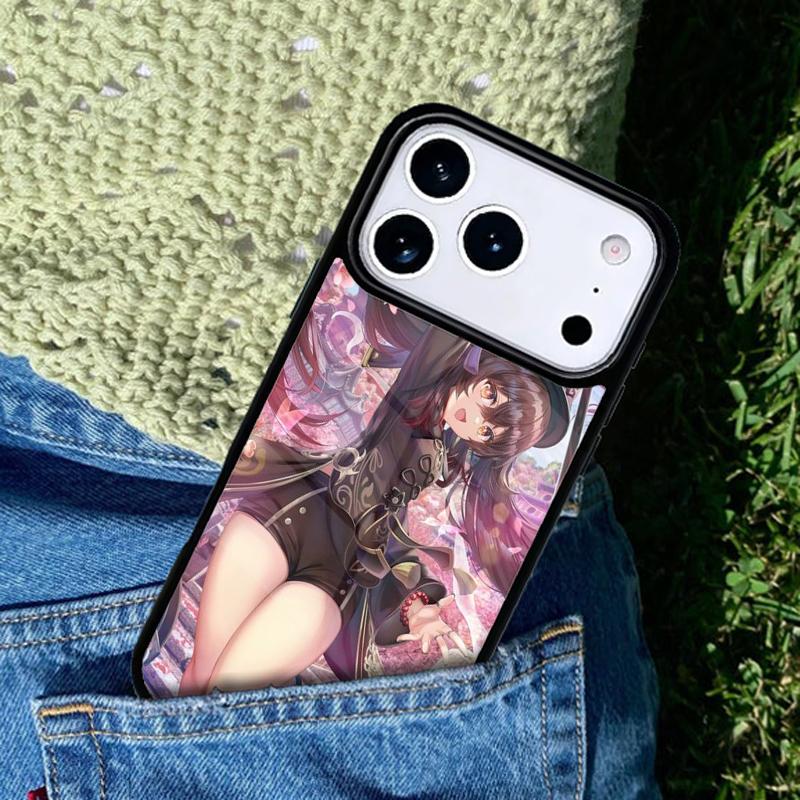 Hu Tao Genshin Impact Cartoon Phone Case Cover Compatible with for IPhone 17air 16e 15 14 13 12 11Pro Max 17 Air