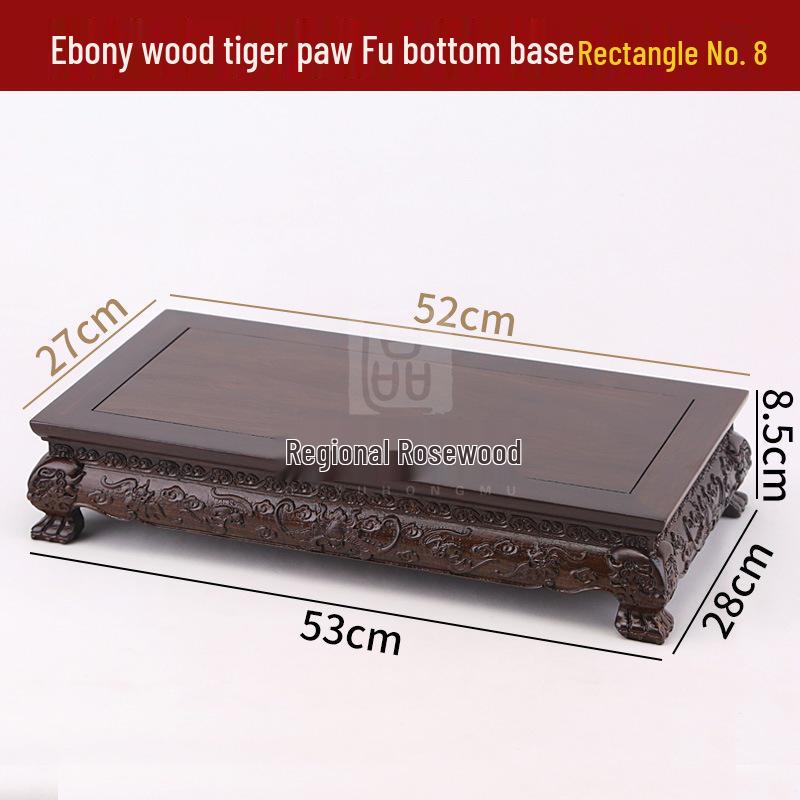 Ebony Rosewood Jade Bonsai Buddha Vase Base - Carved Solid Wood Ornament Stand