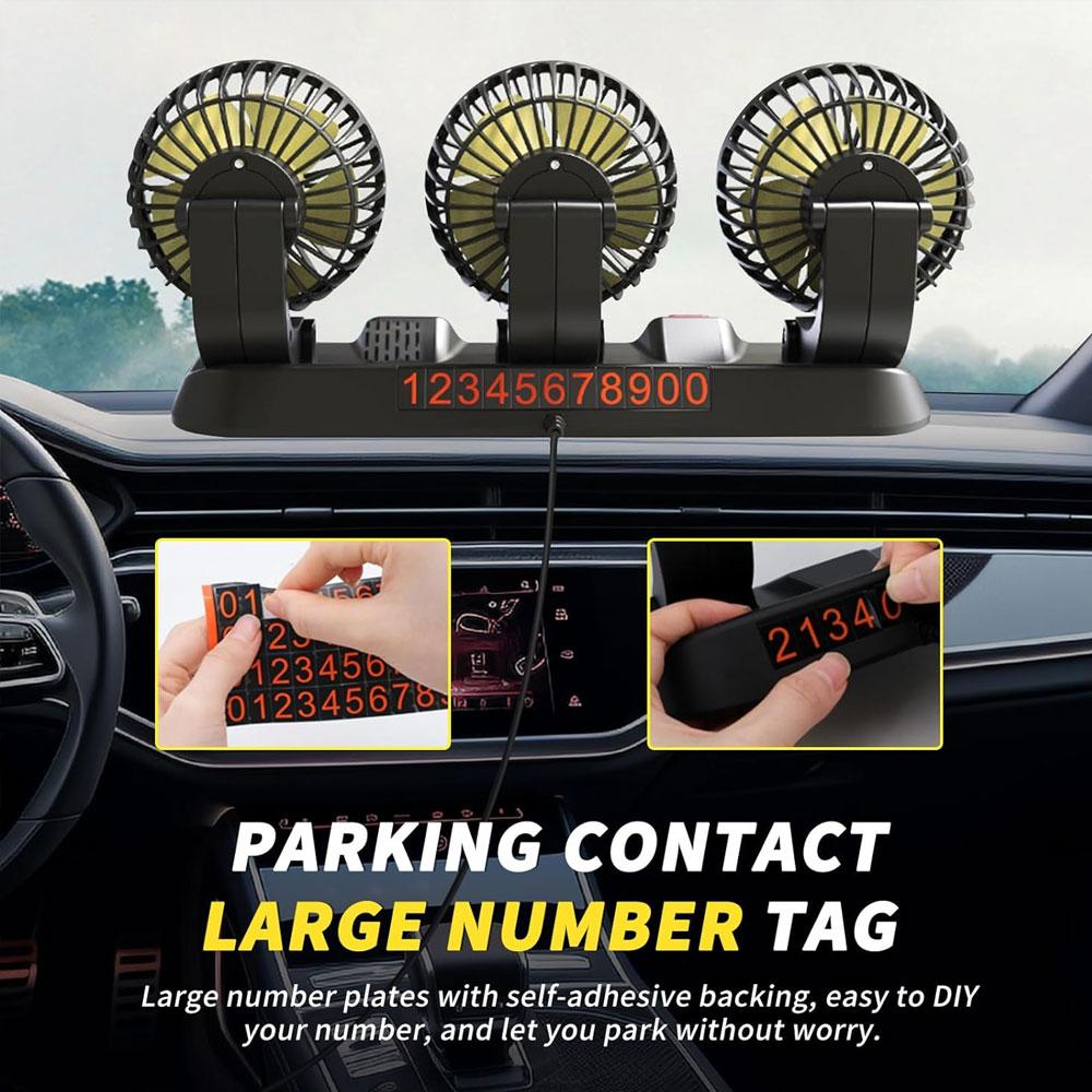 Car Fan 360° Adjustable 3 Head Air Fan Automotive Electric Fan USB/12V/24V Fan 2 Speeds Car Silent Fan For Home Desk Office&Car