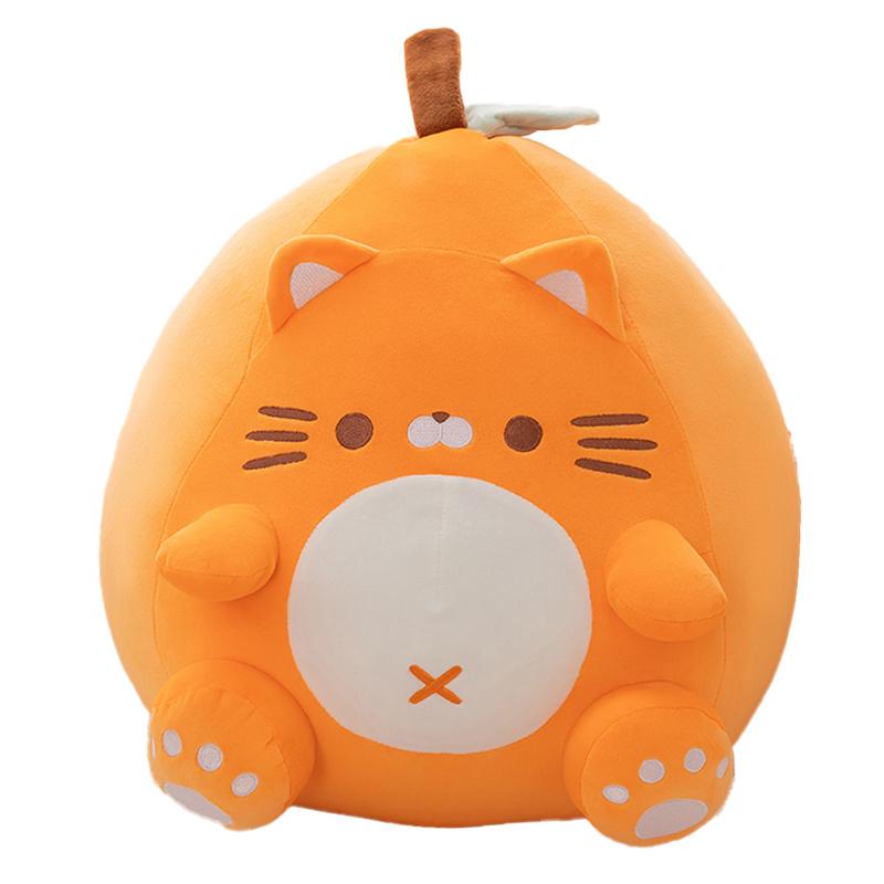 

Non-Toxic Chubby Orange Cat Doughnut Soft Toy Gift Sleep Soothing Birthday Present Fruit Cat Pillow Cute Decorative Doll 22cm