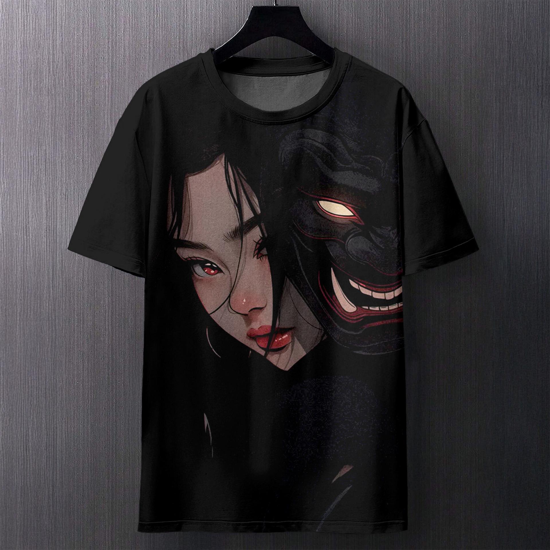 

Summer Round Neck Anime Character Pattern 3D Print Top Fashionable Casual Short Sleeved Men s T-shirts XS