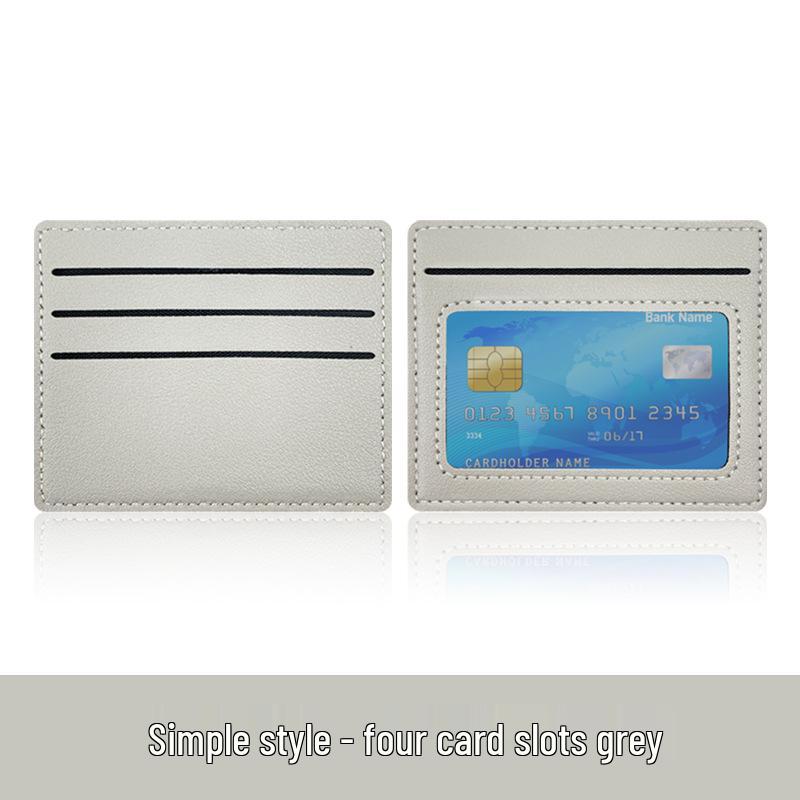 Women's Slim Stitched PU Leather Card Holder with 4 Slots