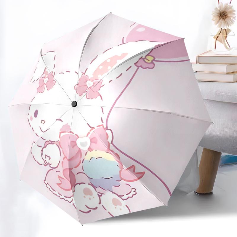 1pc Adorable Pink Bow Rabbit Balloon with Heart-Shaped Automatic Opening Umbrella - Perfect for Fans, Travelers, Everyday Use, and Festive Gifts!T071