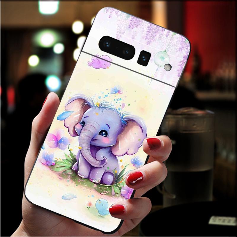 Cute Cartoon Baby Elephant Phone Case For Google Pixel 8 7 Pro 7A 7 6A 6 Pro Pixel 8A 4A 3A 4 XL Pixel 5 6 4 3 3A XL