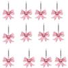 12PCS Set Art Decors Durable Pink Bathroom Decor Resin Lightweight Pink Bow Knot Hooks Bow Knot Design Shower Rings Party