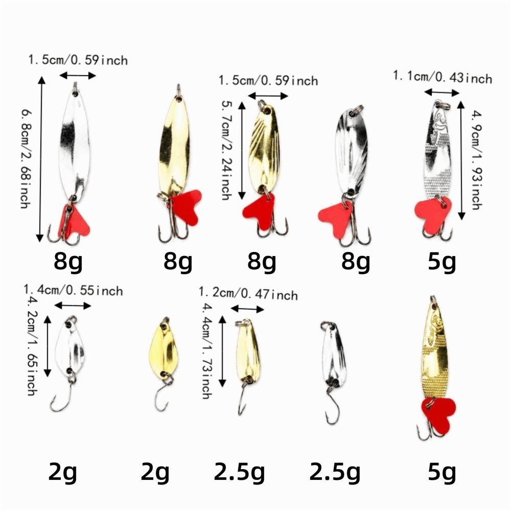 Hard Spinner Fishing Lures Set Bright Colors Fishing Lure Kit Durable Spoon Lures Kit For Trout