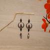 Chinese Style Wooden Ancient Style Water Drop Tassel Step Tassel Hairpin Chinese Style Niche Crescent Moon Round Bead Cheongsam Chinese Dress Earrings
