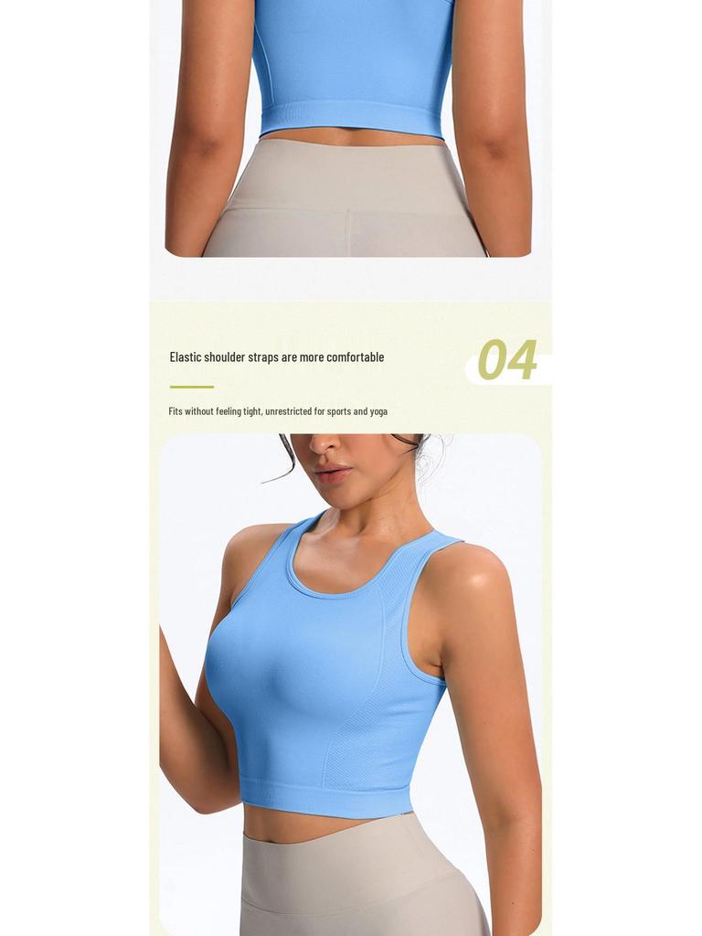 Women's Halterneck Sports Bra - Seamless Summer Yoga Vest Top for Running and Fitness