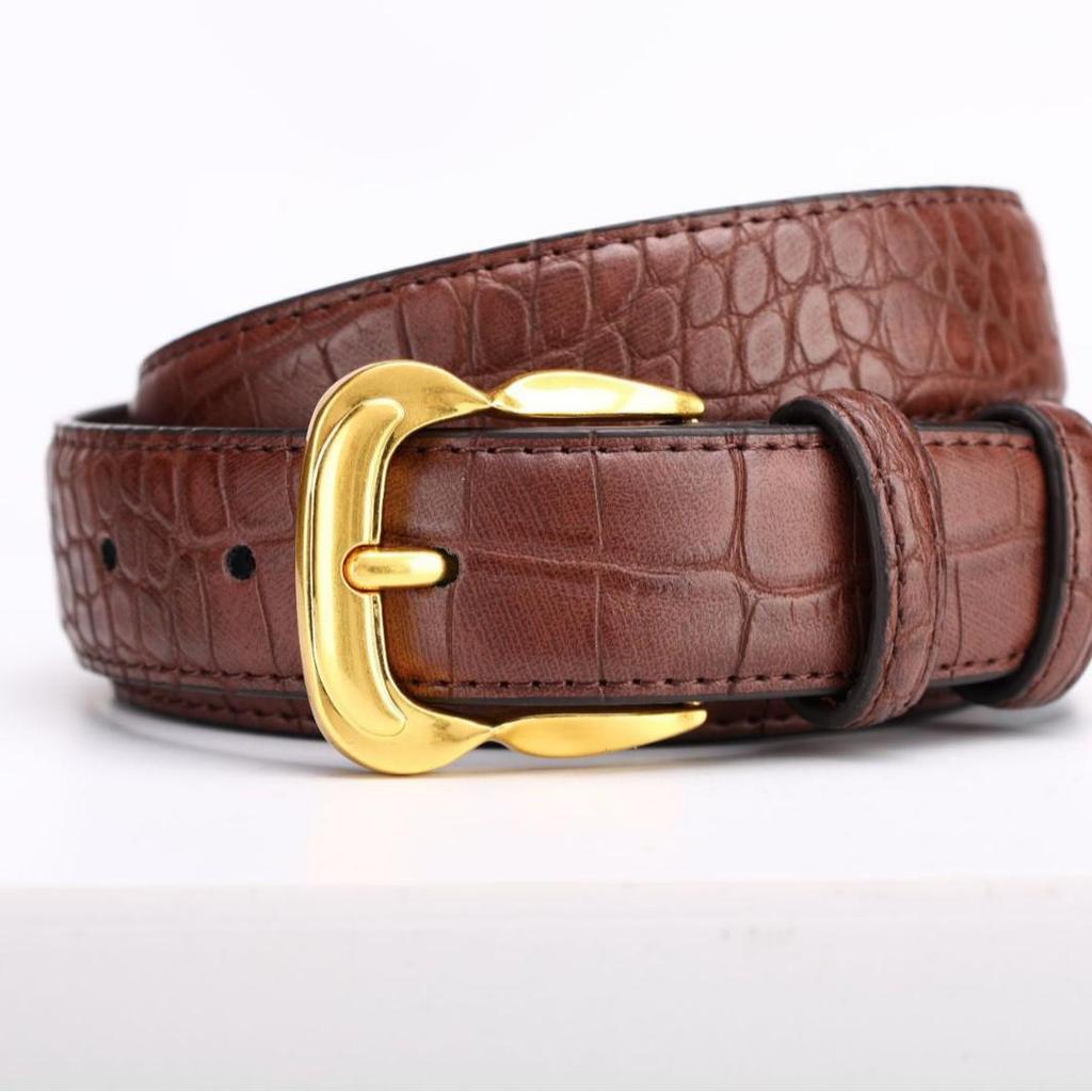 Women's Faux Leather Crocodile Pattern Belt with Pin Buckle for Jeans Decor