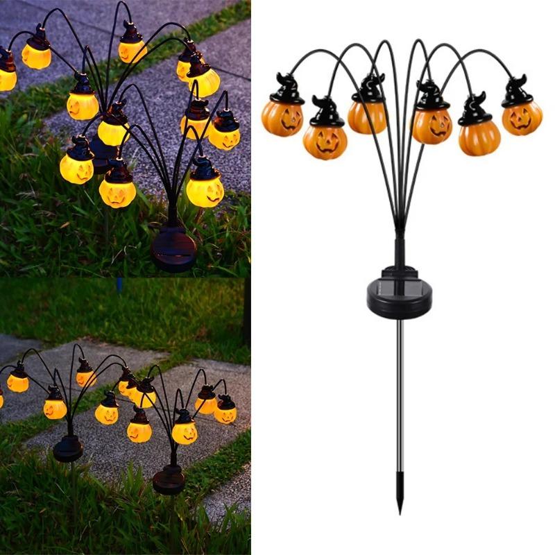 6/8LED Solar Halloween Pumpkin Lantern Solar Decorative Light, Suitable for Halloween Lawn and Courtyard Road Decoration