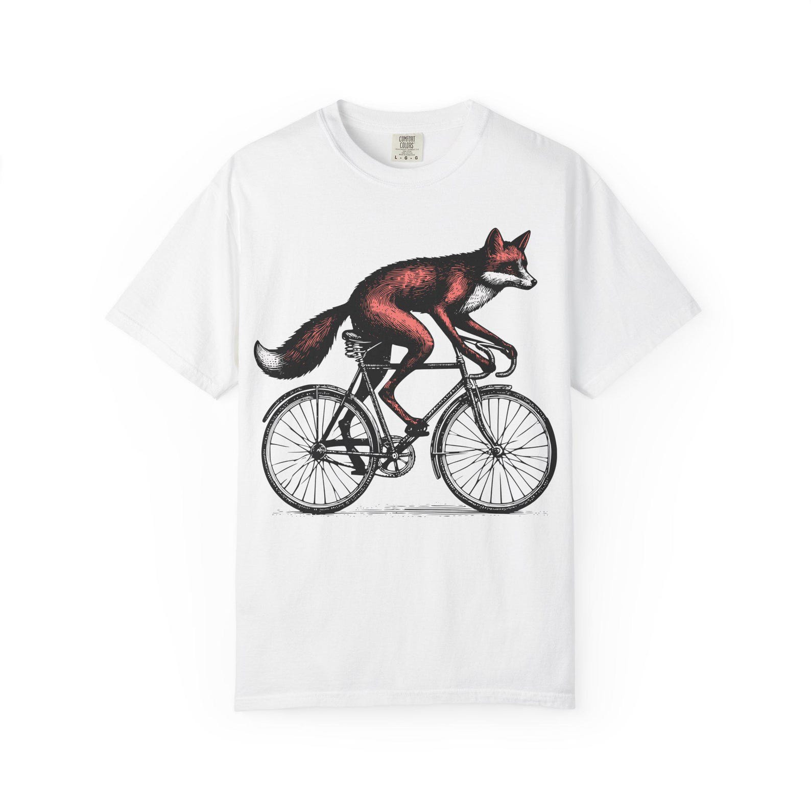Whimsical Fox Bicycle T-Shirt: Vintage Style Graphic Tee S