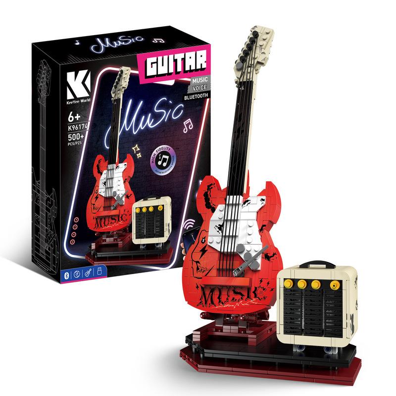 Assembling Guitar Blocks Can Be Connected To Bluetooth Speakers,home Decor,creative Small Particle Assembly Toys