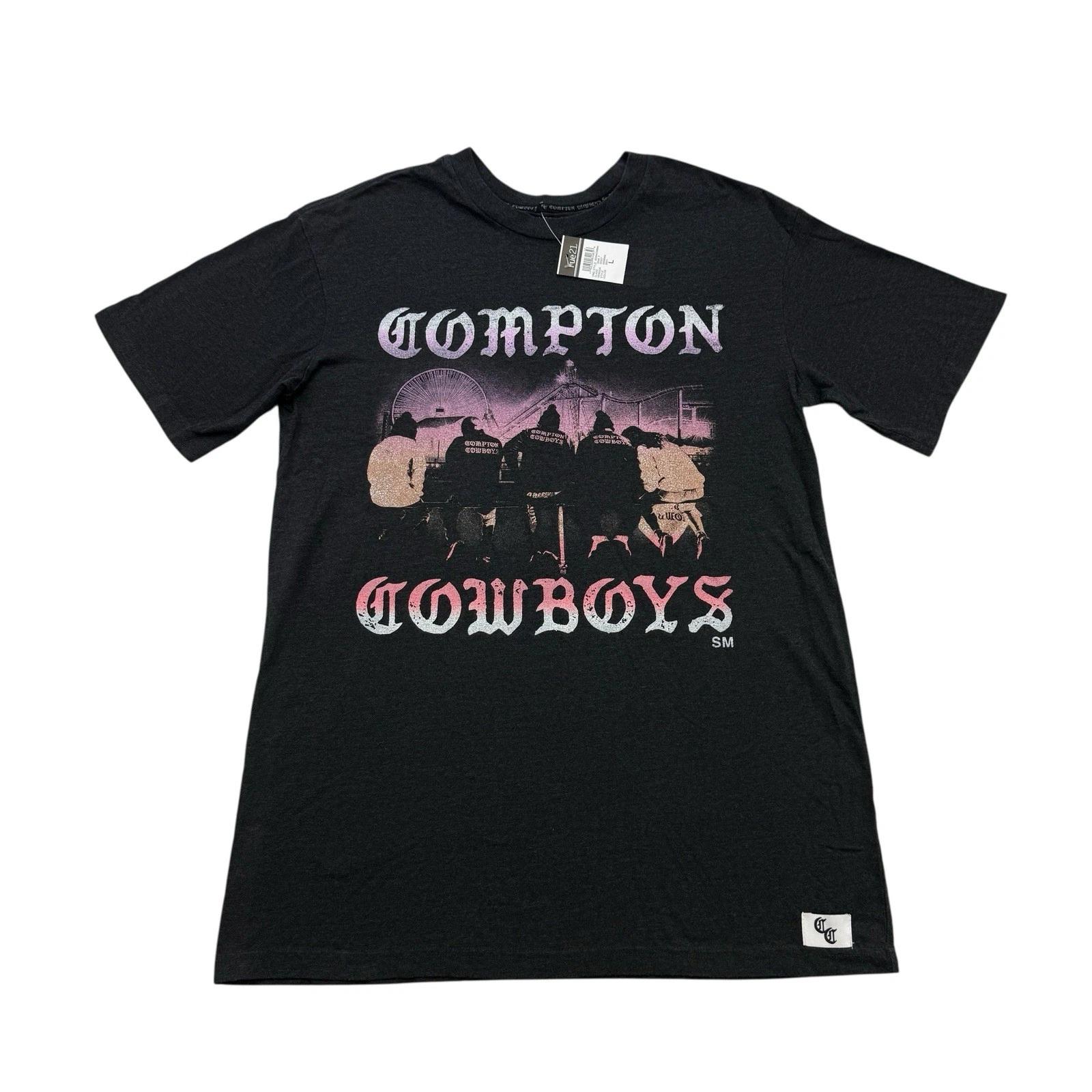 Compton Cowboys Shirt Adult Large L Gray Short Sleeve NWT 3XL