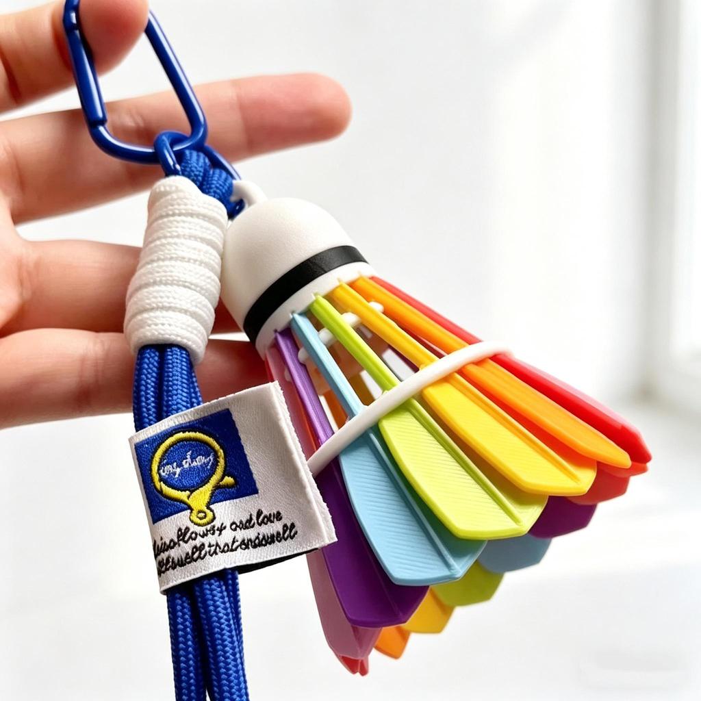 Portachiavi colorato per Badminton, Ciondolo a forma di volano 3D con Clip a Corda Intrecciata