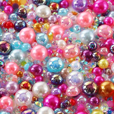 Heißer Verkauf Farbe Gemischt Halbkreisförmige Perle Harz Diamant Gemischt 3-10Mm Highlight Abs Perle Diy Schmuck
