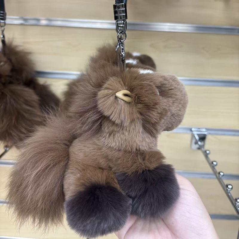 Rex Rabbit Fur Pony Keychain: Cute Cartoon Horse Doll Event Gift