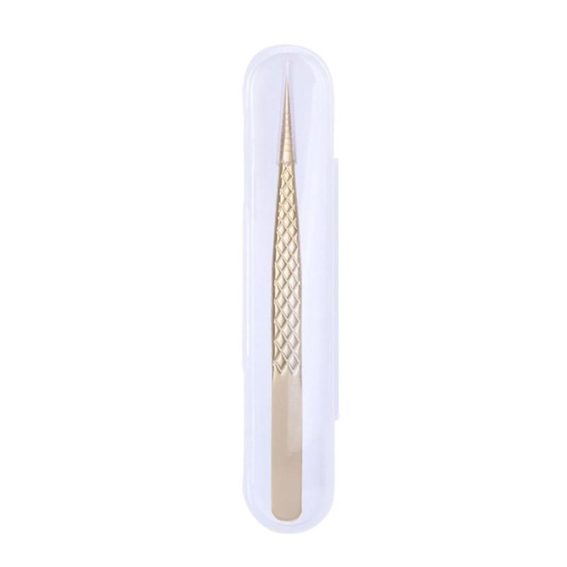 Ergonomic Grip Stainless Steel Eyelash Tweezers with Non Slip Handle for Comfortable Extended Beauty Tool