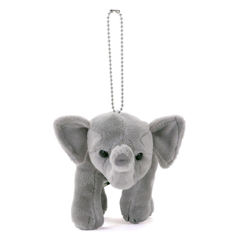 COLORATA Plush Asian Elephant Mascot Wild Cute Animal Keychain Doll Gift Christmas Present (Realistic Animal/with Chain) (Twice Tested) /