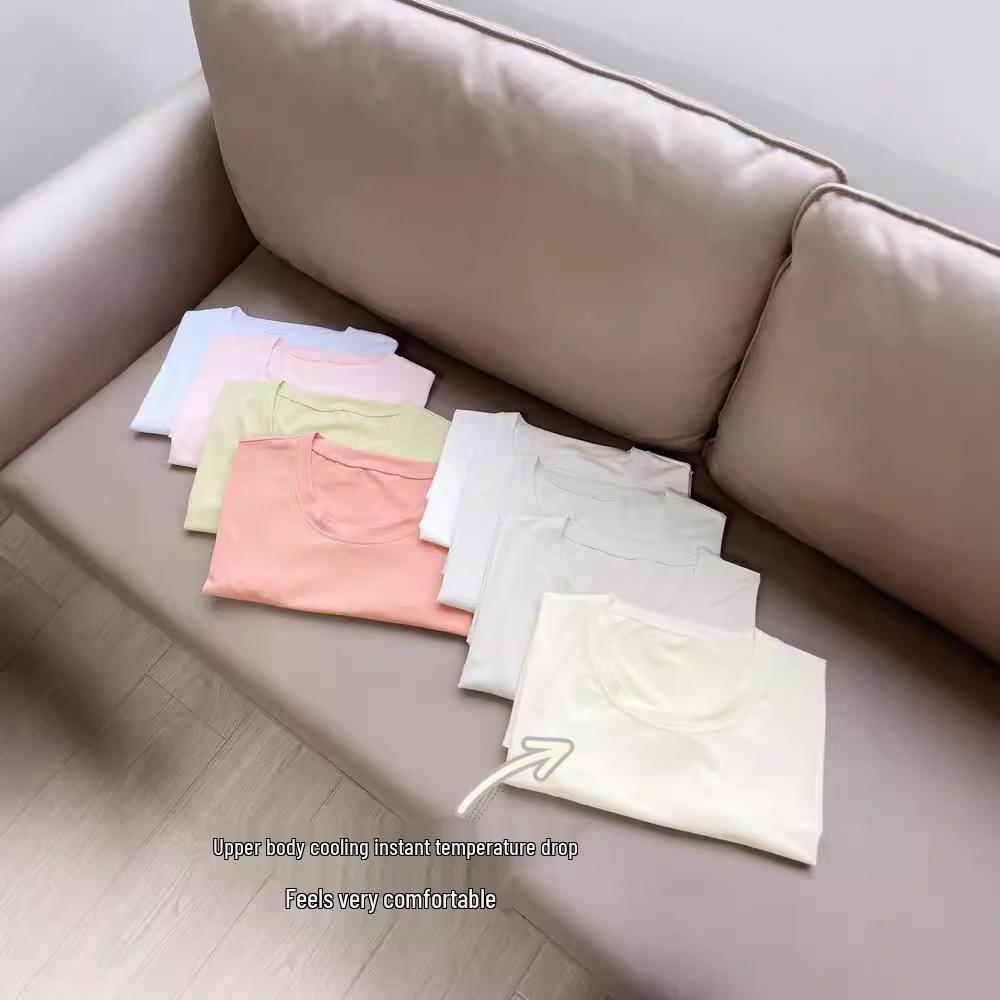 

Women s 5A Antibacterial Solid Color Round Neck Short Sleeve T-Shirt for Spring/Summer XL [115-130 jin]