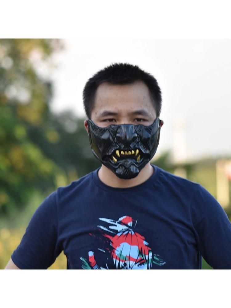 

Забавная игра косплей Призрак Цусимы Маска самурая воина Дзина Сакаи на пол-лица Японский демон Они Костюм для Хэллоуина Реквизит Latex Material