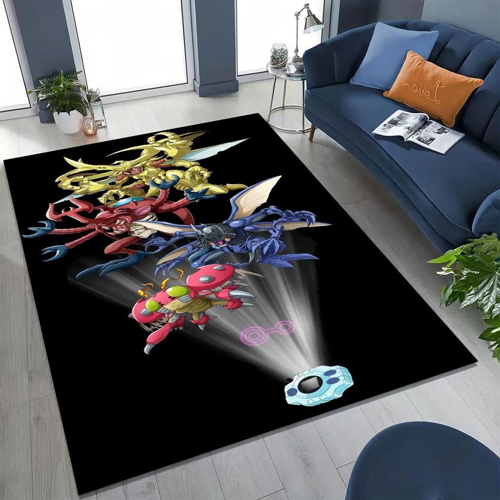 Retro Digimon Adventure Angewomon Agumon Cartoon Rug for Bedroom Living Room Sofa Home Doormat Decor,Kids Non-slip Floor Mat