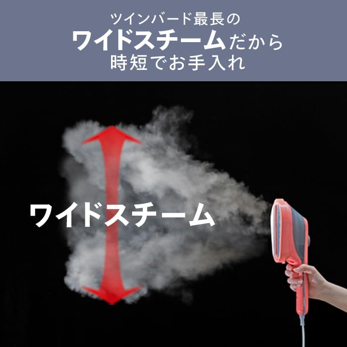 Plancha vaporizadora Twin Bird Handy Iron, desinfectante y desodorizante, vapor amplio, color rosa coral y SA-4097P