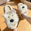 Fashion Women Slippers Cartoon Dog Cute Indoor Linen Casual Slippers Comfortable Platform Spring Autumn 2025 Home Couple Fluffy Slippers
