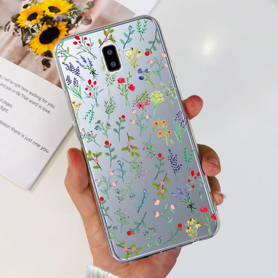 Silicone Phone Case For Samsung Galaxy J4 J6 Plus J8 2018 Oil Flower Fashion Soft Back Cover On Samsung J6 2018 J6+ J610F Case