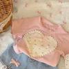 Girls Summer Fashion Set Pink Bow Short Sleeve Top And Denim Shorts Two Piece Outfit For Kids Casual Trendy Clothing