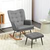 Rocker Chair With Ottoman Comfortable Up To 130 Kg Linen Look 64x89x90cm Dark Gray