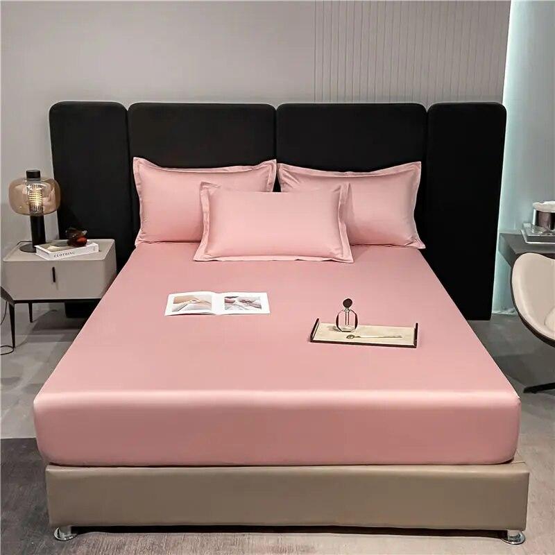 Hochwertiges Spannbettlaken aus langstapeliger Baumwolle mit Gummiband, Bettlaken, einfarbig, Matratzenbezug, Queen-Size-Bezug