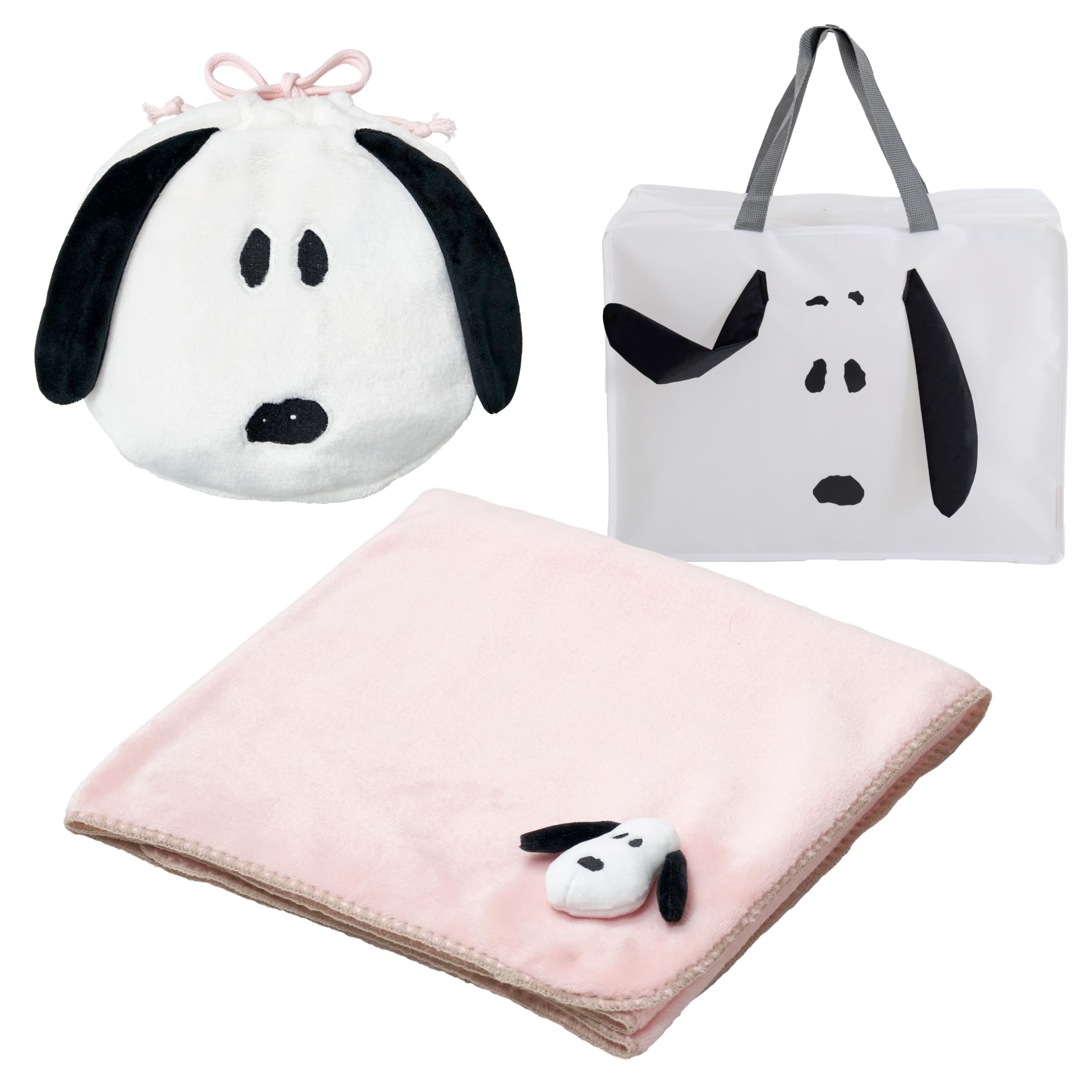 Плед-покрывало Nishikawa Snoopy, 100x70 см, Стирка, Мягкий, с 3D-аппликацией, Розовый, PN5652BD, Включает оригинальную дорожную эко-сумку