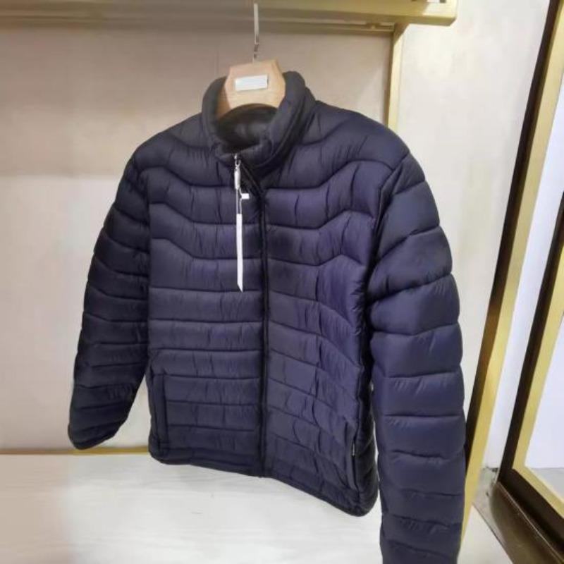 Yousheng Men Cotton Coat Stand-Up Collar Long Sleeve Solid Color Quilted Jacket with Pockets Winter Lightweight Short Outwear