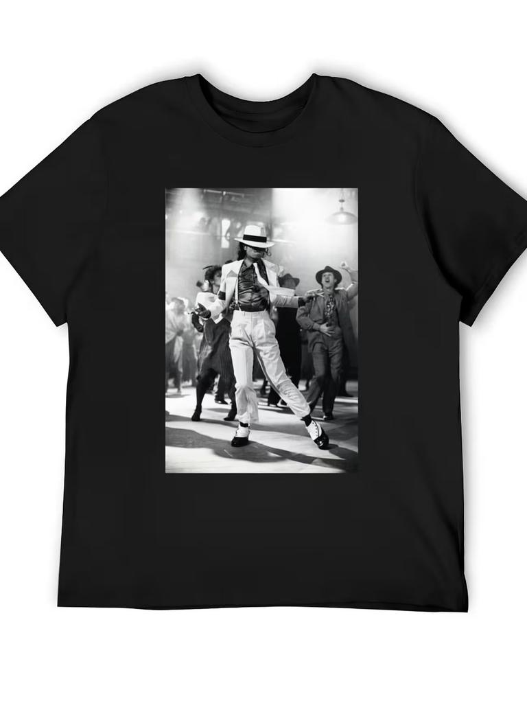 Men'S Oversized T-Shirt Made from 100% Featuring a Retro Dance Pose Graphic - Cr