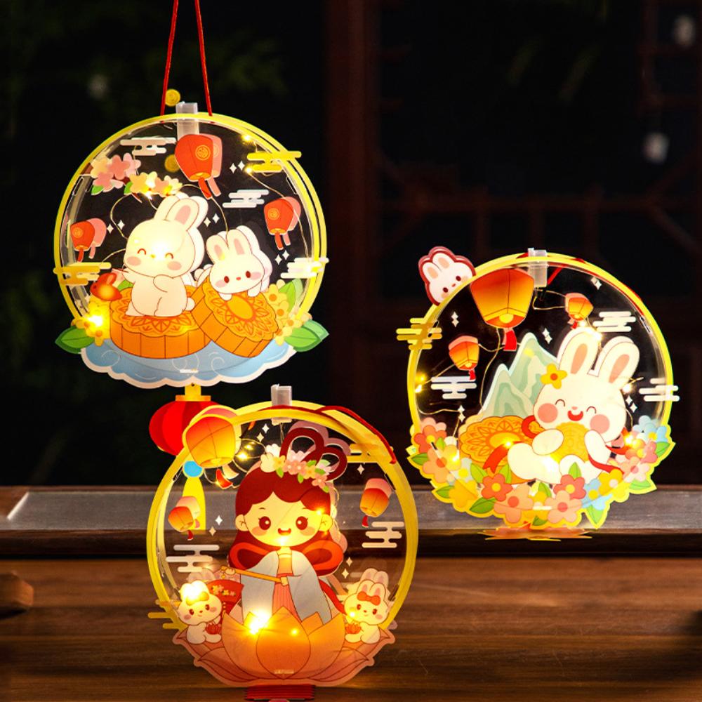 PVC Mid Autumn Rabbit Lantern Chinese Ancient Style Handheld Lantern  Women Children