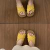 Thick-bottomed woven cross-strapped open-toed slippers women's summer outer wear seaside vacation yellow beach cool slippers children