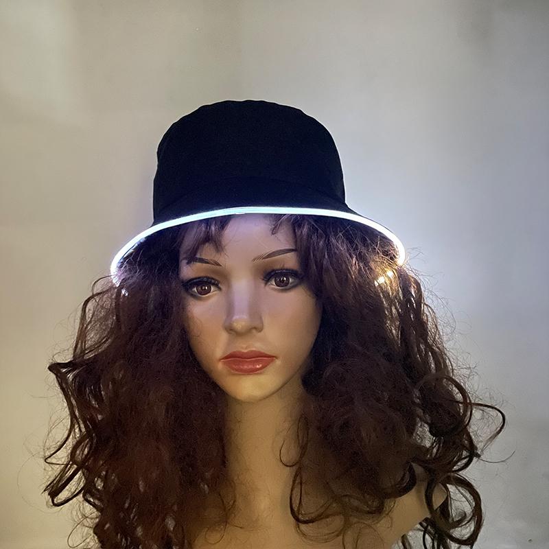 Night Club Dancing Party Performance LED Luminous Bucket Hat Colorful Neon Light Fishermen Caps Man Woman Glow Party Decor