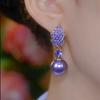 Einzigartiges Design Lila Strassstein Blatt Perlen Ohrhänger für Damen Neu Elegant Exquisites Temperament Mädchen Tägliche Wear Schmuck