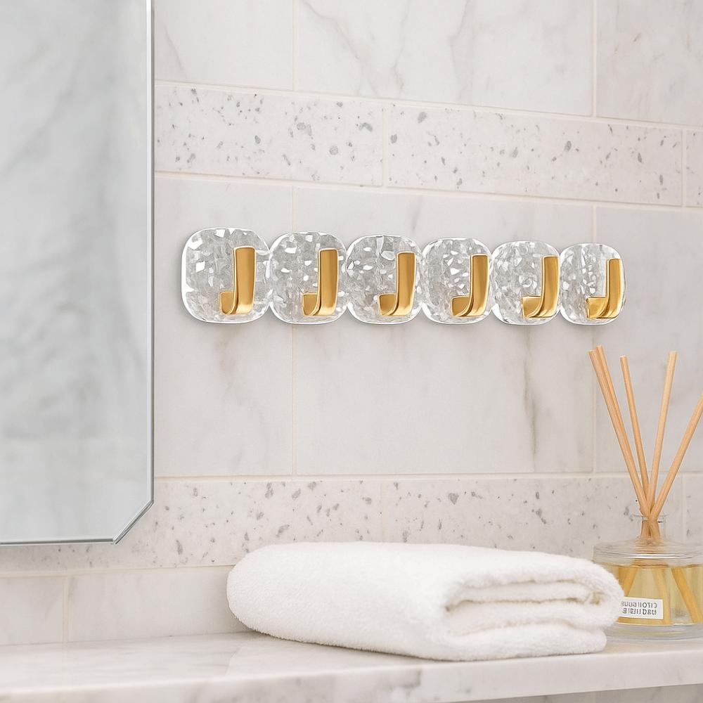 2PCS Self Adhesive Bathroom Hooks Wall Mounted Waterproof Key Bag Hooks Light Luxury Plastic Kitchen Storage Hook Bedroom