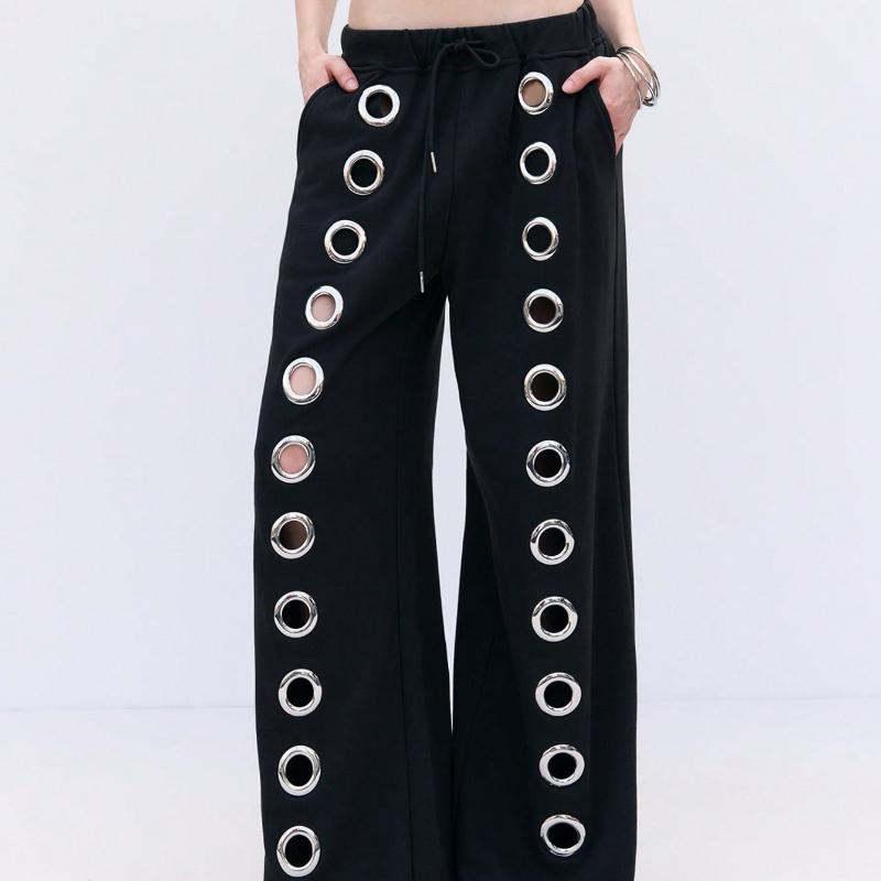 

Тренд Y2K европейский и американский железное кольцо гвоздь бусина свободные брюки с прямыми широкими штанинами L
