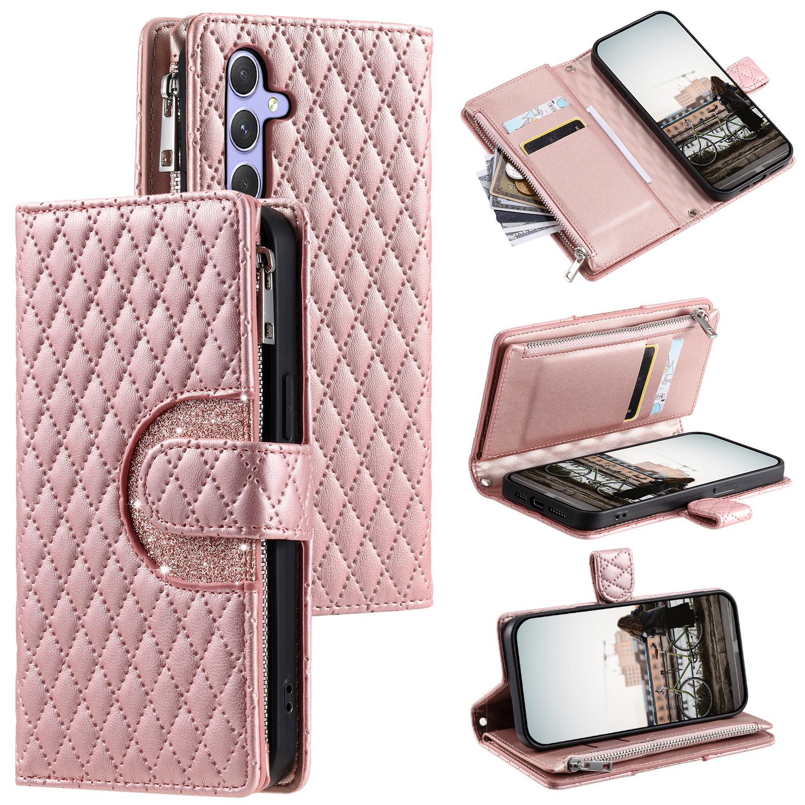 

Style 012 for Samsung Galaxy A16 5G/A16 4G Case Zipper Pocket Glitter Leather Phone Cover D